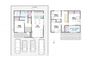 福山市千田町、新築一戸建ての間取り画像です