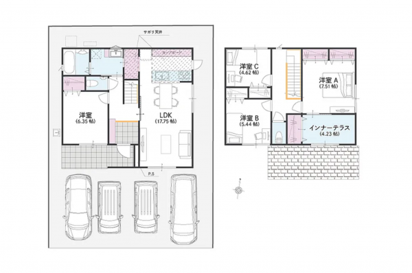 福山市千田町、新築一戸建ての間取り画像です