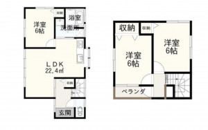 福山市東深津町、中古一戸建ての間取り画像です