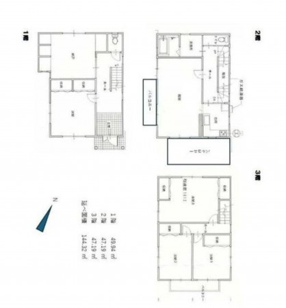 福山市北本庄、中古一戸建ての間取り画像です