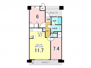 福山市西町、マンションの間取り画像です