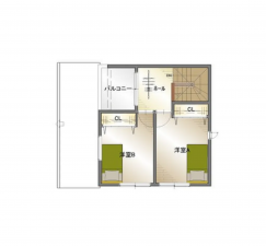 福山市御船町、新築一戸建ての間取り画像です