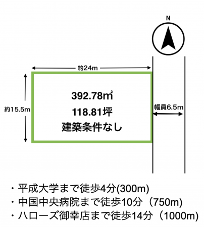 福山市神辺町字道上、土地の間取り画像です