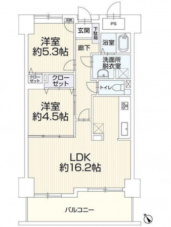 福山市入船町、マンションの間取り画像です
