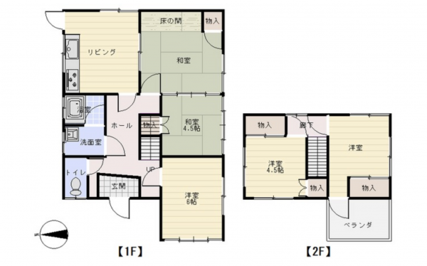 福山市千田町、中古一戸建ての間取り画像です
