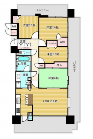 福山市霞町、マンションの間取り画像です