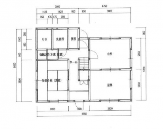 福山市駅家町大字万能倉、中古一戸建ての間取り画像です