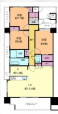 福山市野上町、マンションの間取り画像です