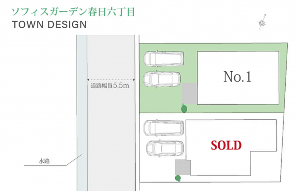 福山市春日町、新築一戸建ての間取り画像です