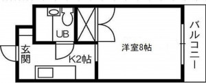 福山市南本庄、マンションの間取り画像です