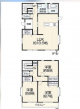 福山市手城町、中古一戸建ての間取り画像です
