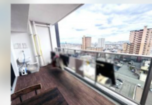 福山市三吉町、マンションのバルコニー画像です