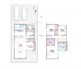 福山市神辺町新湯野、新築一戸建ての間取り画像です