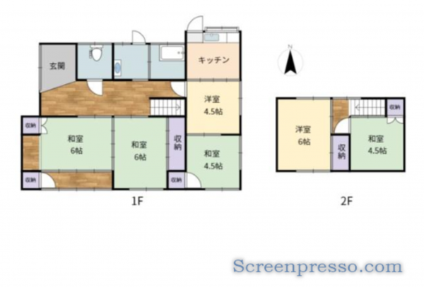 倉敷市福江、中古一戸建ての間取り画像です