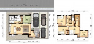 倉敷市藤戸町天城、新築一戸建ての間取り画像です