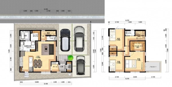 倉敷市藤戸町天城、新築一戸建ての間取り画像です