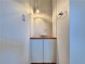 倉敷市西中新田、新築一戸建ての洗面画像です