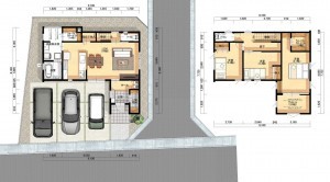 倉敷市西中新田、新築一戸建ての間取り画像です