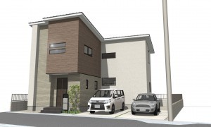 倉敷市連島町鶴新田、新築一戸建ての外観画像です