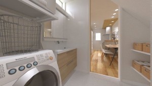 倉敷市連島町鶴新田、新築一戸建ての洗面画像です