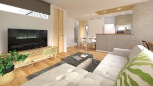 倉敷市連島町鶴新田、新築一戸建ての居間画像です