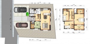 倉敷市片島町、新築一戸建ての間取り画像です