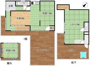 名古屋市守山区翠松園、中古一戸建ての間取り画像です