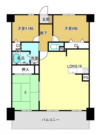 名古屋市守山区小幡千代田、マンションの間取り画像です