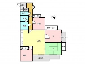 名古屋市守山区西城、マンションの間取り画像です