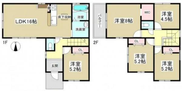 名古屋市守山区四軒家、新築一戸建ての間取り画像です