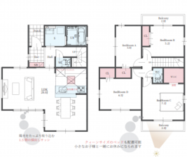 名古屋市守山区大字中志段味、新築一戸建ての間取り画像です