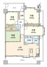 名古屋市守山区小幡千代田、マンションの間取り画像です