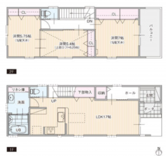 名古屋市守山区大字中志段味、新築一戸建ての間取り画像です