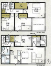 名古屋市守山区下志段味、新築一戸建ての間取り画像です