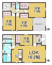 名古屋市守山区下志段味、新築一戸建ての間取り画像です