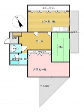 名古屋市守山区茶臼前、マンションの間取り画像です