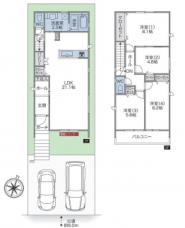 名古屋市守山区大谷町、新築一戸建ての間取り画像です