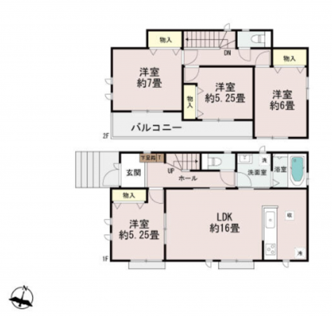 名古屋市守山区向台、新築一戸建ての間取り画像です