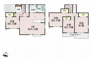 名古屋市守山区向台、新築一戸建ての間取り画像です