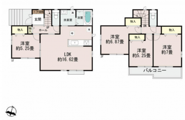 名古屋市守山区向台、新築一戸建ての間取り画像です