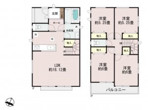 名古屋市守山区向台、新築一戸建ての間取り画像です