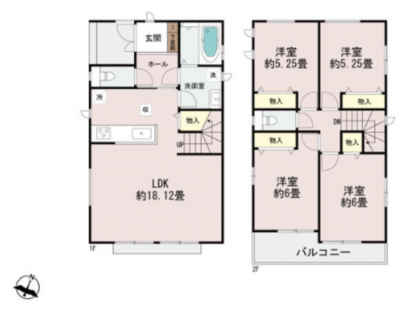 名古屋市守山区向台、新築一戸建ての間取り画像です