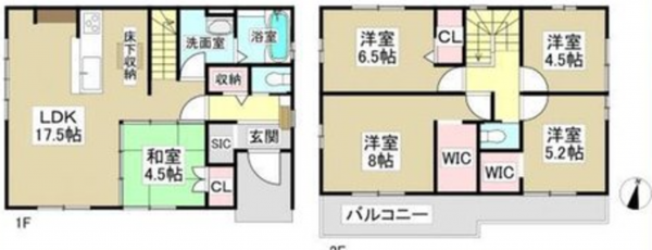 名古屋市守山区翠松園、新築一戸建ての間取り画像です