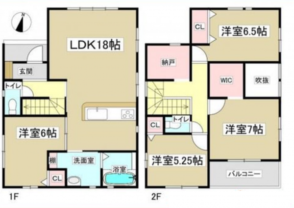 名古屋市守山区大字上志段味、新築一戸建ての間取り画像です