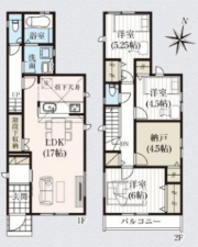 名古屋市守山区森孝、新築一戸建ての間取り画像です