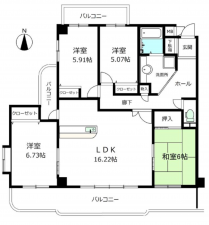 名古屋市守山区町南、マンションの間取り画像です