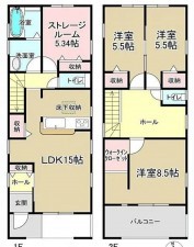 名古屋市守山区四軒家、新築一戸建ての間取り画像です