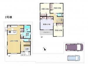 大竹市本町、新築一戸建ての間取り画像です