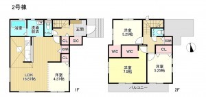 岩国市南岩国町、新築一戸建ての間取り画像です