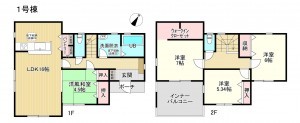 岩国市川下町、新築一戸建ての間取り画像です